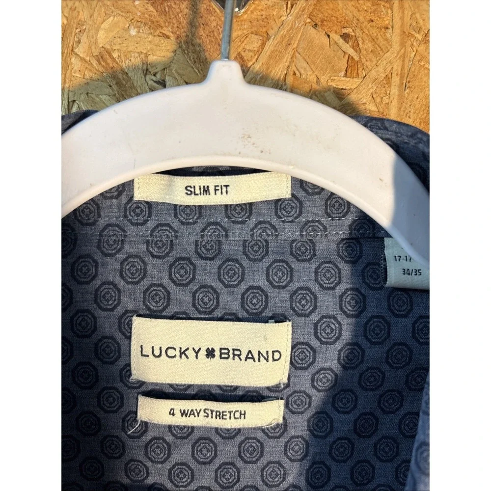 Lucky Brand Slim Fit Shirt XL Blue 4-Way Stretch Button Up Mens